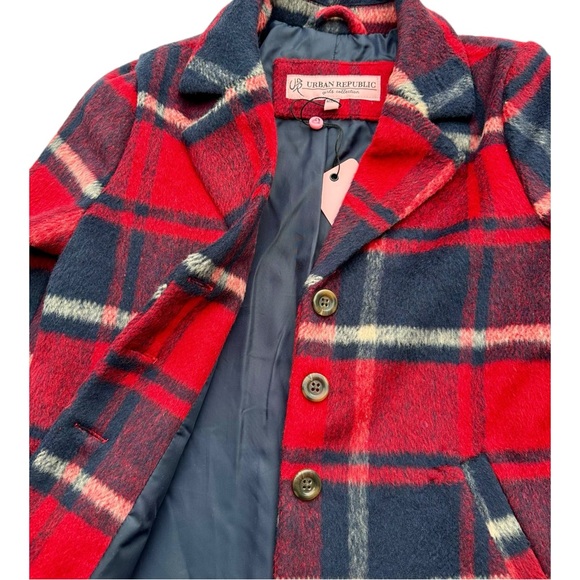 NEW Urban Republic 10/12 plaid pea coat - Picture 3 of 4